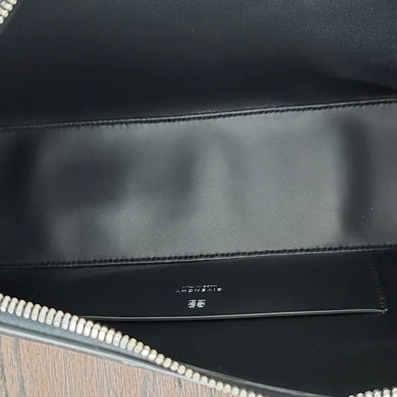 🌟 Givenchy Black Cut Out Moon Shoulder Bag with Silver Chain, authentic